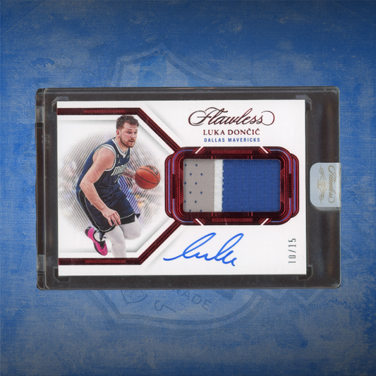 2022/23 Panini Flawless Luka Doncic /15 Auto on Card Red Patch