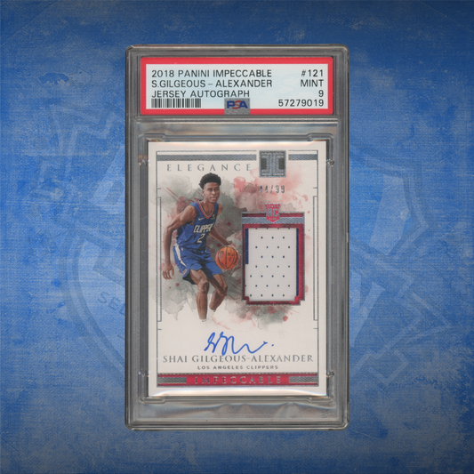 2018/19 Panini Impeccable Shai Gilgeous Alexander /99 RC On Card Auto Patch PSA9